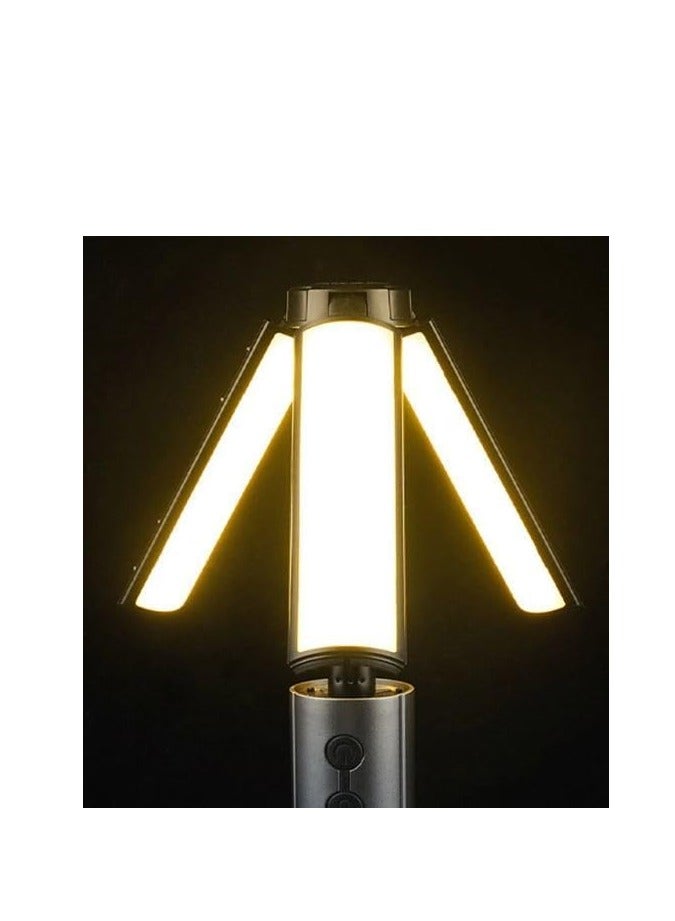 SUKILO Bikight Folding LED 3-Sided Lamp – Telescopic Flashlight for Car Repair, Camping, Outdoor Use – Dimmable, Waterproof, Rechargeable via Type-C – High/Low/Strobe Modes – Black  - Image 2