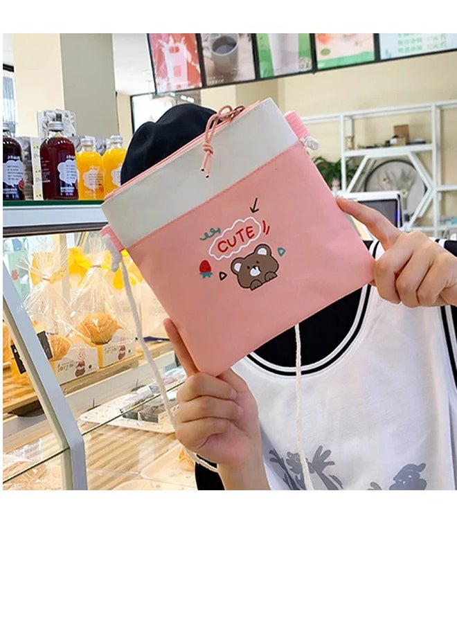 Generic - Student backpack, Fashionable and Casual Backpack, Cute Canvas Backpack Set, Teenage Popular Backpack gift pendant, Campus Backpack Set, Couple backpack(Pink) - Image 1