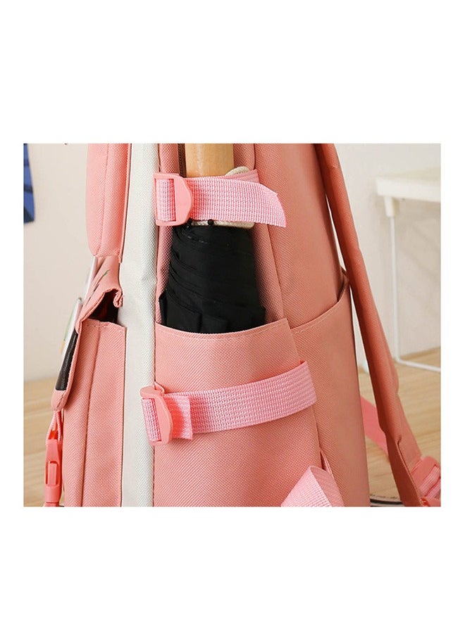 Generic - Student backpack, Fashionable and Casual Backpack, Cute Canvas Backpack Set, Teenage Popular Backpack gift pendant, Campus Backpack Set, Couple backpack(Pink) - Image 1