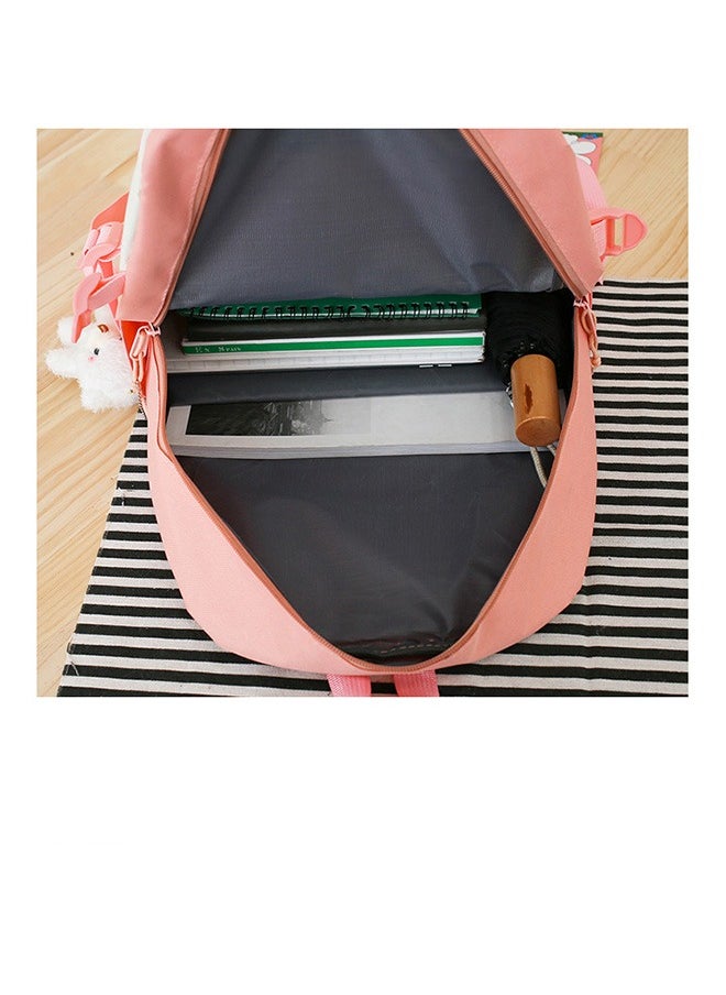 Generic - Student backpack, Fashionable and Casual Backpack, Cute Canvas Backpack Set, Teenage Popular Backpack gift pendant, Campus Backpack Set, Couple backpack(Pink) - Image 1