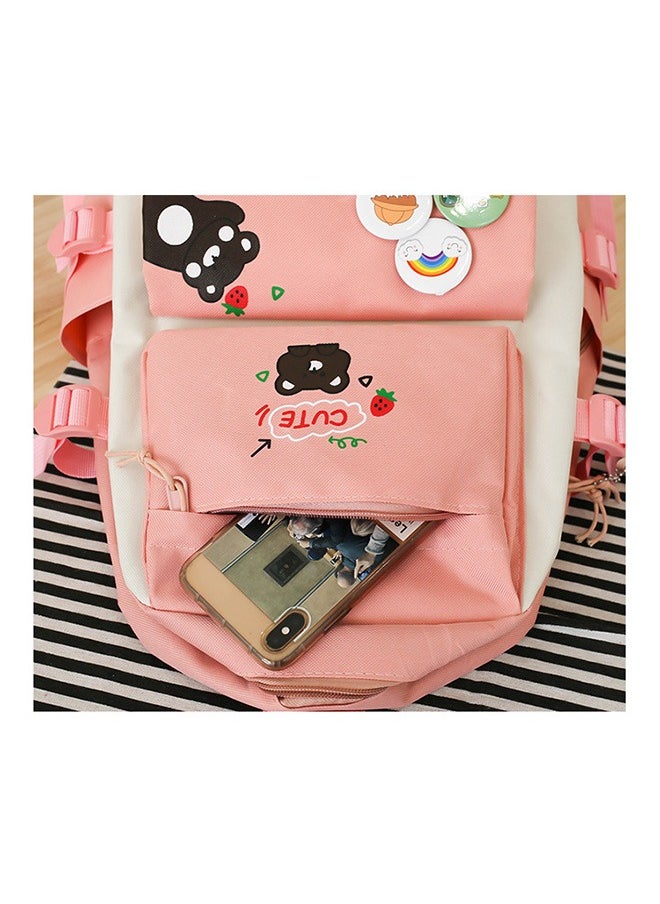 Generic - Student backpack, Fashionable and Casual Backpack, Cute Canvas Backpack Set, Teenage Popular Backpack gift pendant, Campus Backpack Set, Couple backpack(Pink) - Image 1