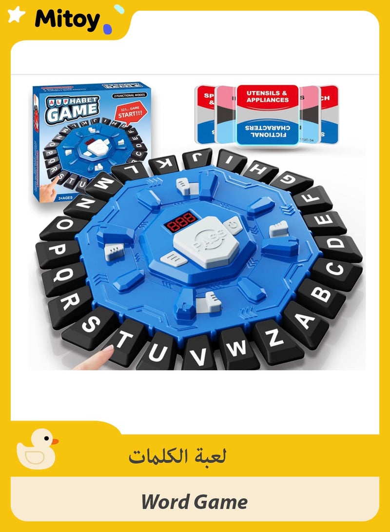 Mitoy Word Game Family Board Games for Kids & Adults with 2 Modes,220 Topic Categories 24 Letters Pressing Games,Fun Fast-Paced Learning Game,35 Cards,LCD Display Timer,Christmas & Birthday Gifts,Blue - Image 1