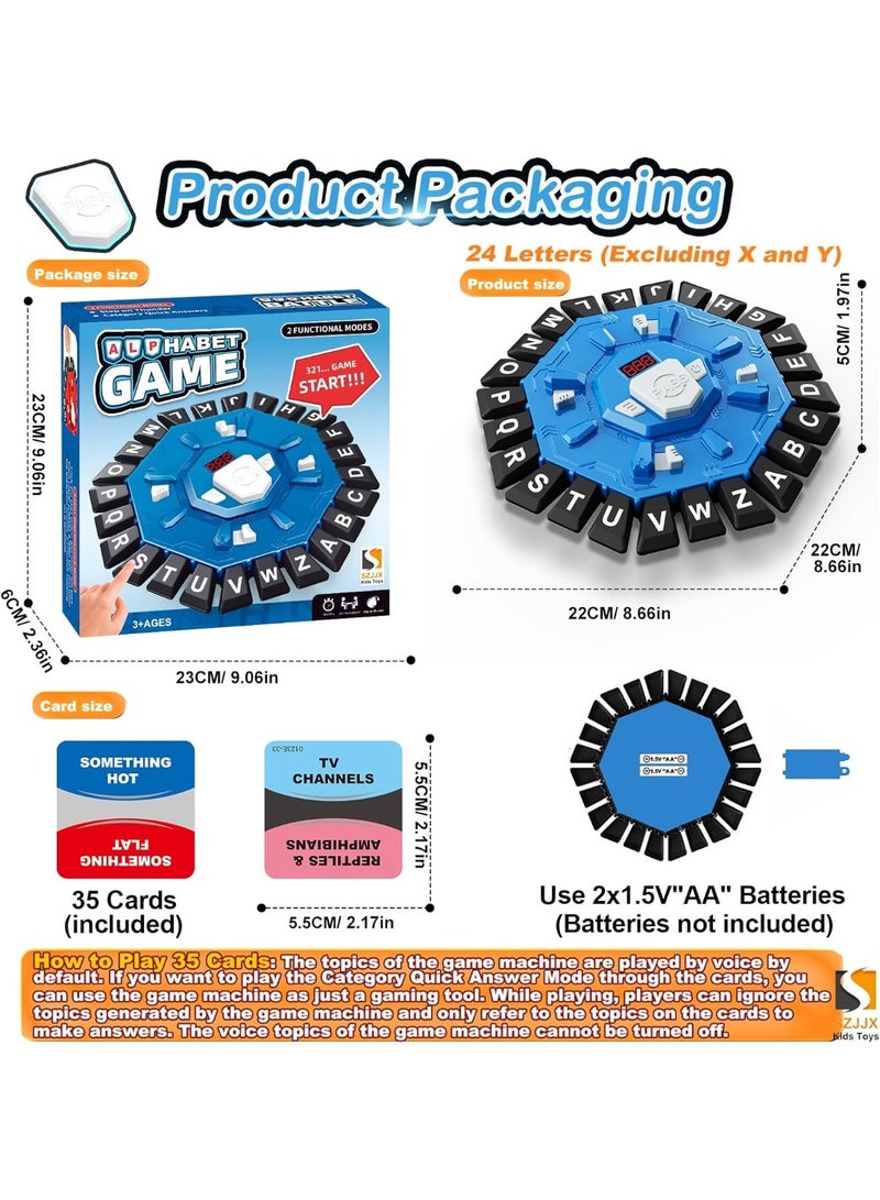 Mitoy Word Game Family Board Games for Kids & Adults with 2 Modes,220 Topic Categories 24 Letters Pressing Games,Fun Fast-Paced Learning Game,35 Cards,LCD Display Timer,Christmas & Birthday Gifts,Blue - Image 2