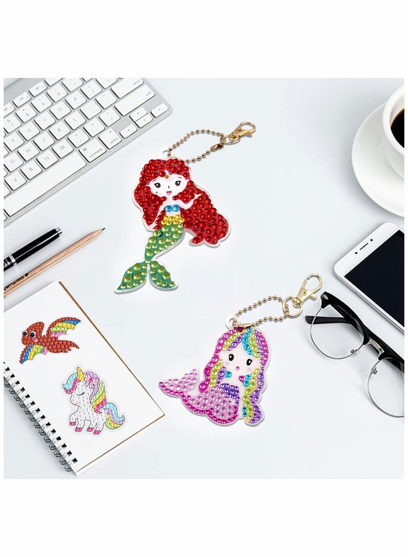 Zikra 5D Mosaic Arts and Crafts for Kids Ages 8 to 12 Girls Diamond Painting Sticker Keychains Set Number Painting Craft Gem Sticker Kit - Image 3