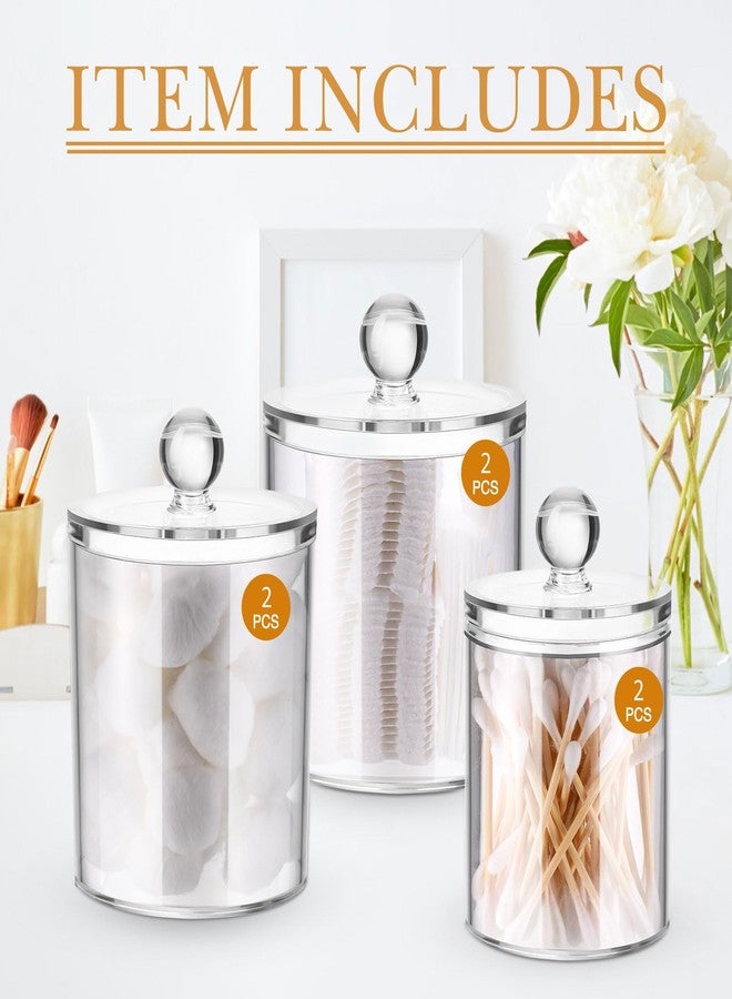 Meanplan Plastic Apothecary Jars with Lids Acrylic Holder Dispenser for Bathroom, 10/22/39 oz Clear Plastic Storage Jars Floss Container for Swab Cotton Ball, 3 Sizes(6 Pack,Acrylic Lid) - Image 2