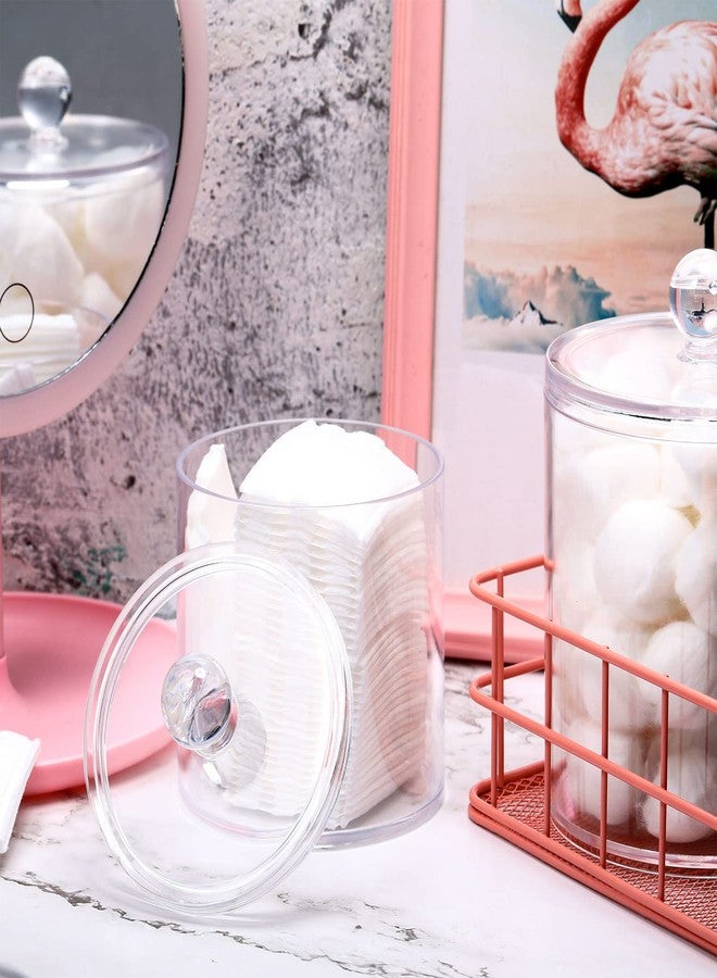Meanplan Plastic Apothecary Jars with Lids Acrylic Holder Dispenser for Bathroom, 10/22/39 oz Clear Plastic Storage Jars Floss Container for Swab Cotton Ball, 3 Sizes(6 Pack,Acrylic Lid) - Image 5