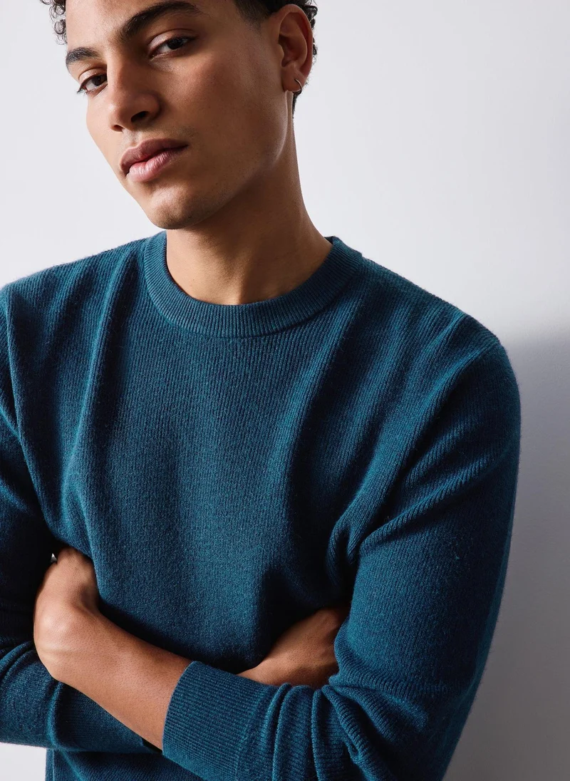 Matalan Teal Smart Ribbed Crew Neck Jumper