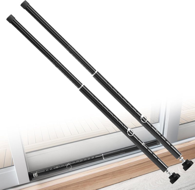 Supforce Sliding Door Security Bar, 17-55 inch Adjustable Patio Door Security bar with Rubber Tips, Heavy Duty Window Security Bars for Home Security, 2 Pack, Black - Image 1