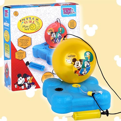 ToyMagic Mickey Mouse Reflex Soccer Football Training Kit Game for Kids | Outdoor Activities, Garden Games, Practice, Swing Ball, Suitable for Boys and Girls Age 6+ - Image 1