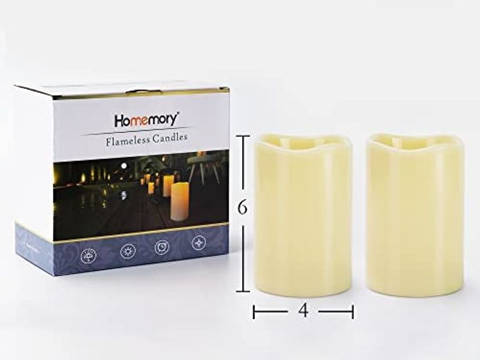 Homemory 4" x 6" Large Waterproof Outdoor Flameless Candles, Battery Operated Flickering LED Pillar Candles with Remote and Timers for Indoor Outdoor Lanterns, Long Lasting, Dark Ivory, Set of 2 - Image 2