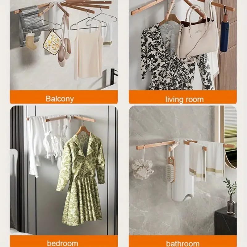 Deoxys Tripod Drying Rack Portable Foldable Drying Rack Clothing with 7 Wood Drying Arms Standing Laundry Hanger Rack Round Collapsible Portable Handle for Laundry Room Balcony Bedroom RV - Image 5