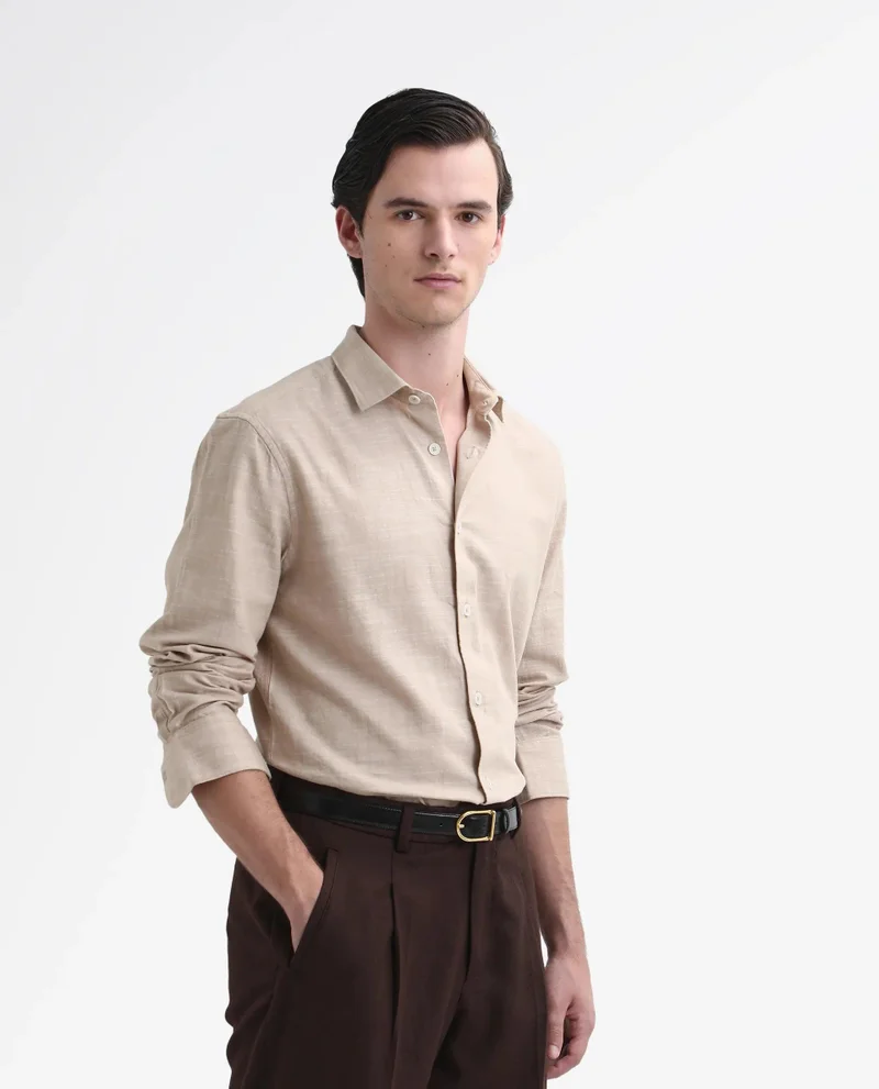 Rare Rabbit Men's Regular Fit Plain Shirt