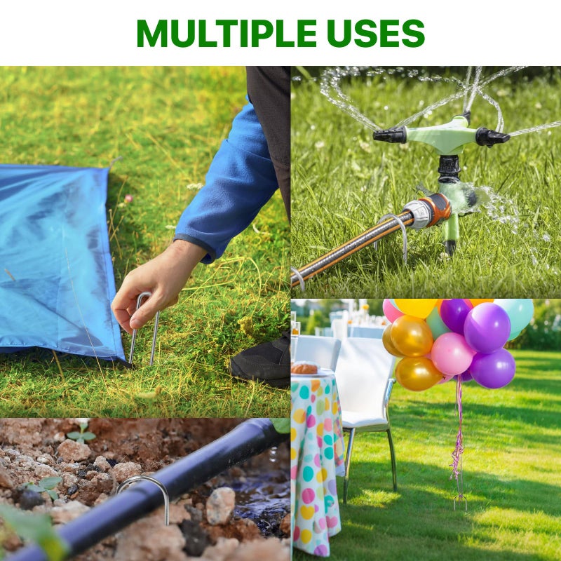 TiTifield U Shape Garden Stakes 50 Packs 4 Inch 11 Gauge Irrigation Tubing Stakes, Heavy Duty Galvanized Landscape Staples for Tube, Lawns, Landscape Fabrics,Irrigation Hose and Weed Barriers - Image 5