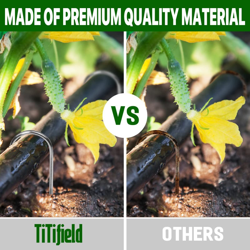 TiTifield U Shape Garden Stakes 50 Packs 4 Inch 11 Gauge Irrigation Tubing Stakes, Heavy Duty Galvanized Landscape Staples for Tube, Lawns, Landscape Fabrics,Irrigation Hose and Weed Barriers - Image 4