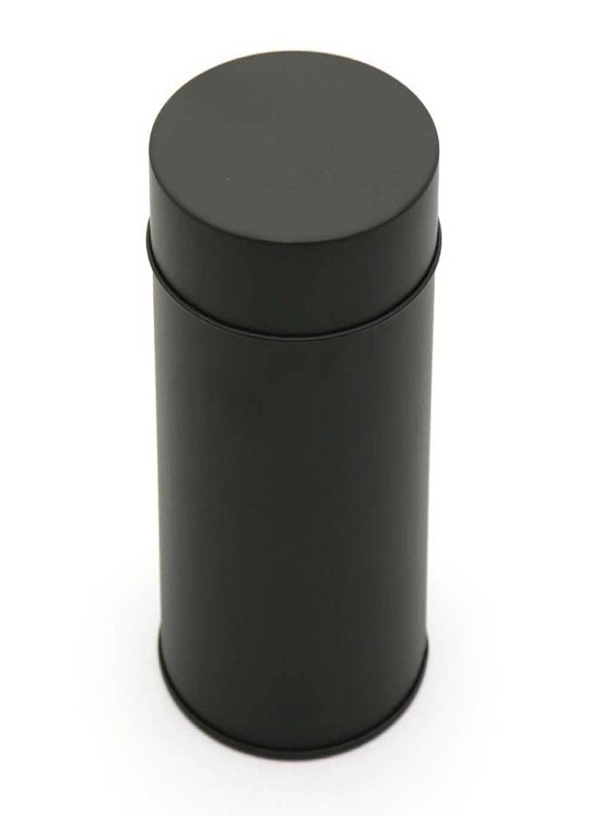 Teensery 1 Pack Tea Tin Canister Black Metal Loose Tea Jar Small Tea Storage Can Box Round Kitchen Canister with Airtight Double Lids for Tea Coffee Sugar Spice Candy - Image 1