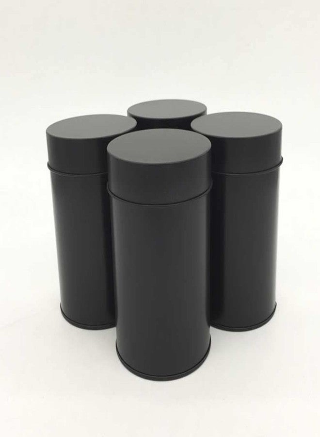 Teensery 1 Pack Tea Tin Canister Black Metal Loose Tea Jar Small Tea Storage Can Box Round Kitchen Canister with Airtight Double Lids for Tea Coffee Sugar Spice Candy - Image 4