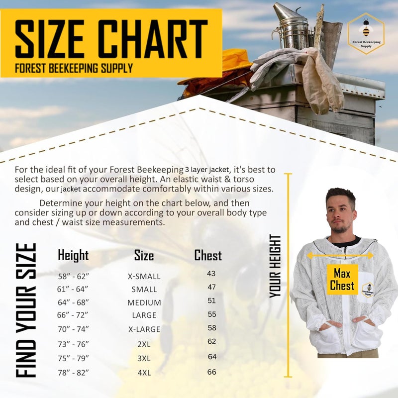 FOREST BEEKEEPING SUPPLY Forest Beekeeping Jacket - Ventilated Jacket with Fencing Veil Hood, Premium Beekeeping Jacket YKK Brass Zippers, Professional, Commercial, and Beginner Beekeeper Jacket (MEDIUM) - Image 4
