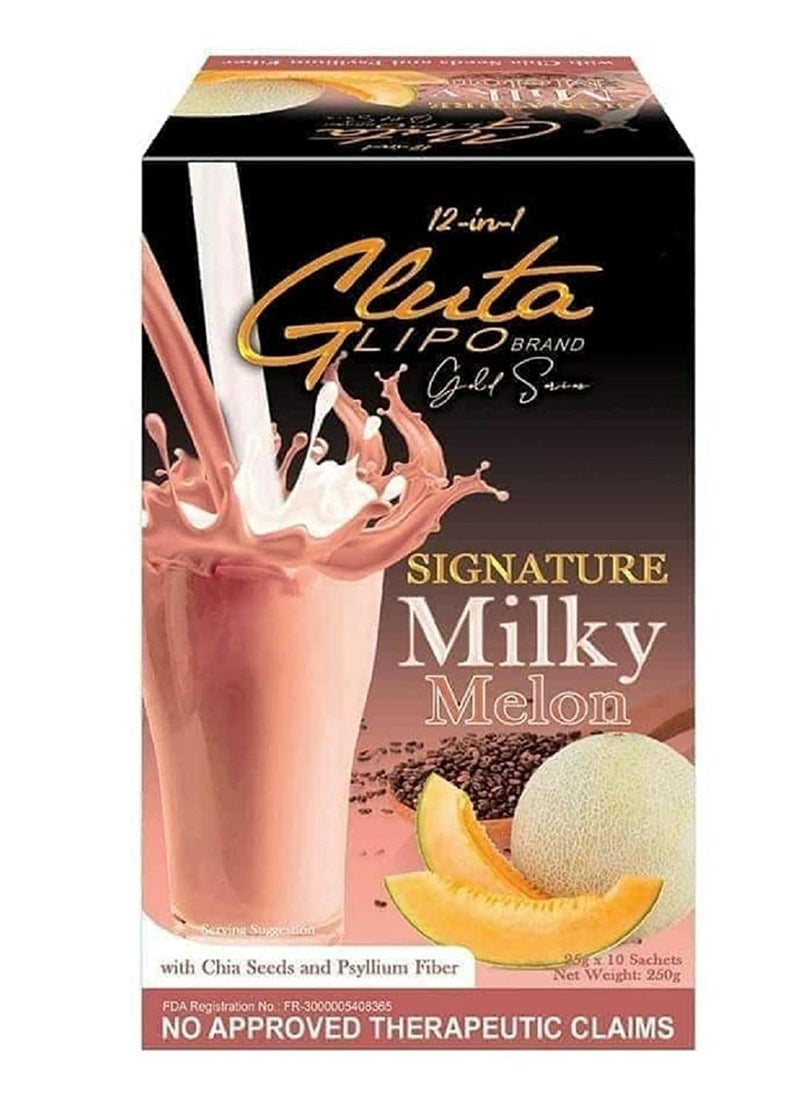 Gluta 12 in 1 Lipo Gold Series Signature Milky Melon 10 Sachets 