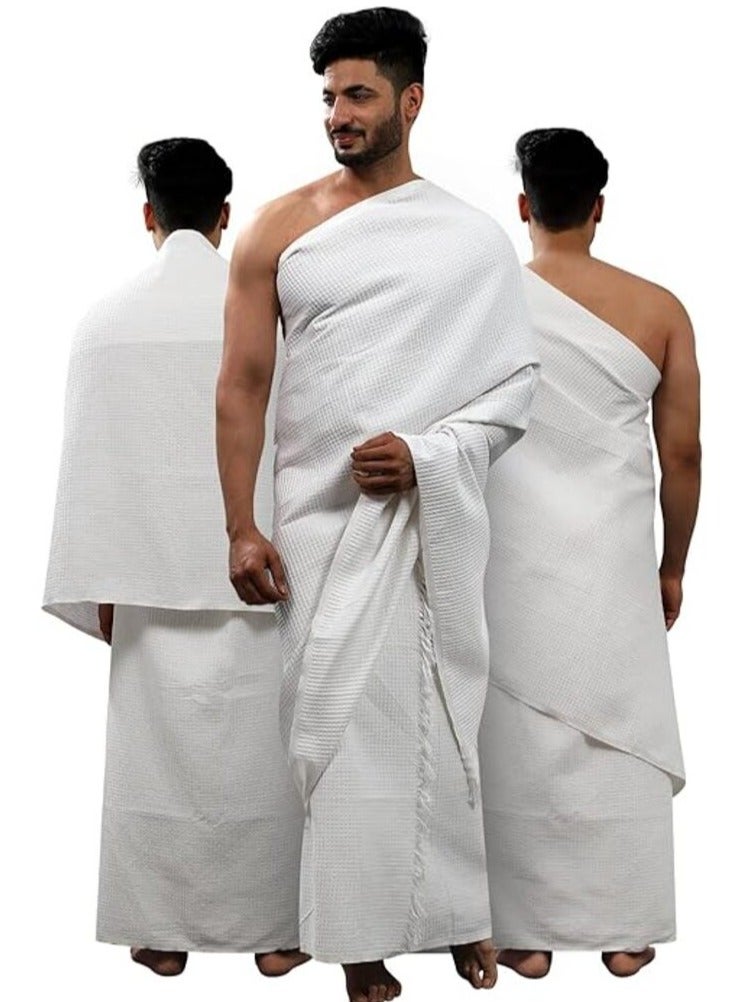 Men's Ihram Clothing for Hajj and Umrah - 2 peice White  - Image 3