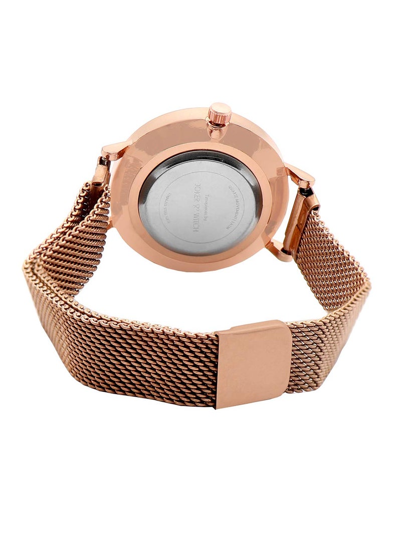 Joker & Witch Stainless Steel Dandelion Rosegold Analogue Watch Bracelet Stack For Women's - Image 4
