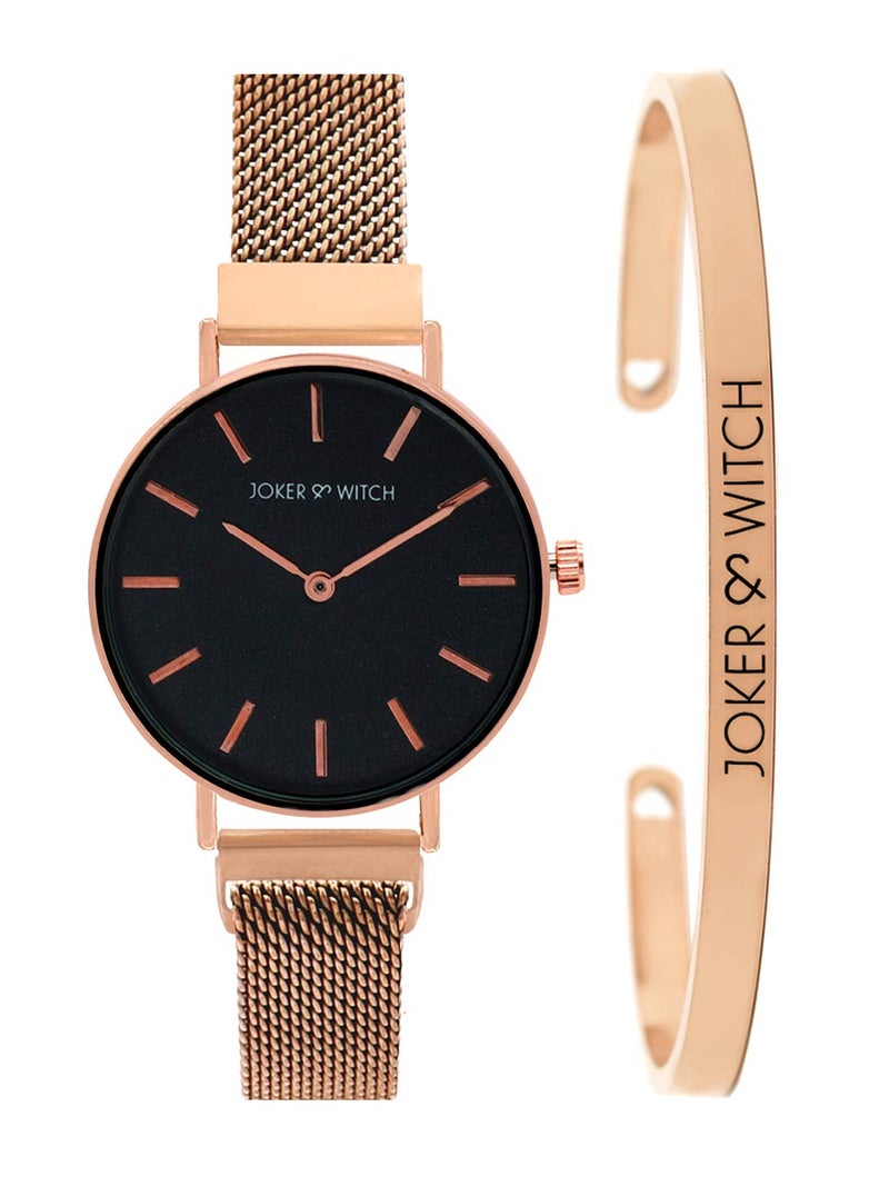 Joker & Witch Stainless Steel Dandelion Rosegold Analogue Watch Bracelet Stack For Women's - Image 1