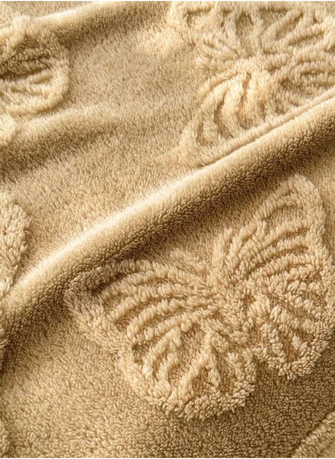 LUNA Home - 3D Imitation Butterfly Fleece Soft Blanket, Camel color. - Image 1