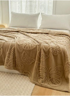 LUNA Home 3D Imitation Butterfly Fleece Soft Blanket, Camel color.  - Image 3