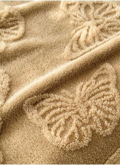 LUNA Home 3D Imitation Butterfly Fleece Soft Blanket, Camel color.  - Image 4