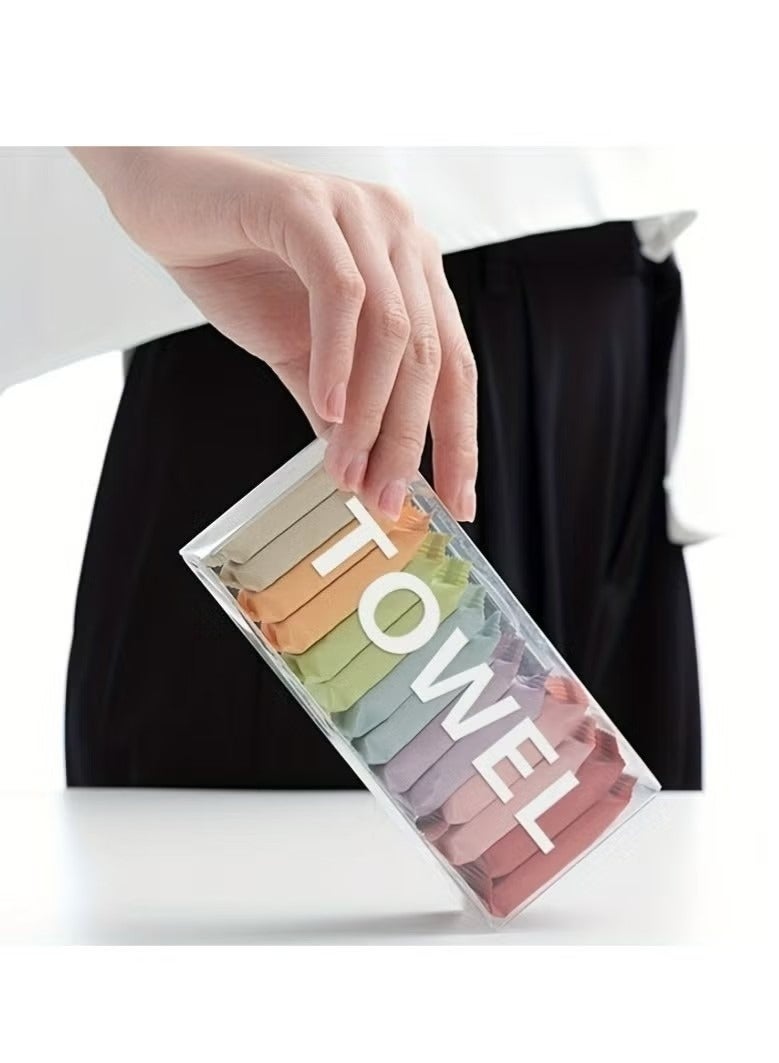 جيفت مجموعة من 14 منديلًا مضغوطًا للاستخدام مرة واحدة، من القطن، محمولة للسفر، سميكة، لتنظيف الوجه، جافة ورطبة، مزدوجة الاستخدام. - Image 1