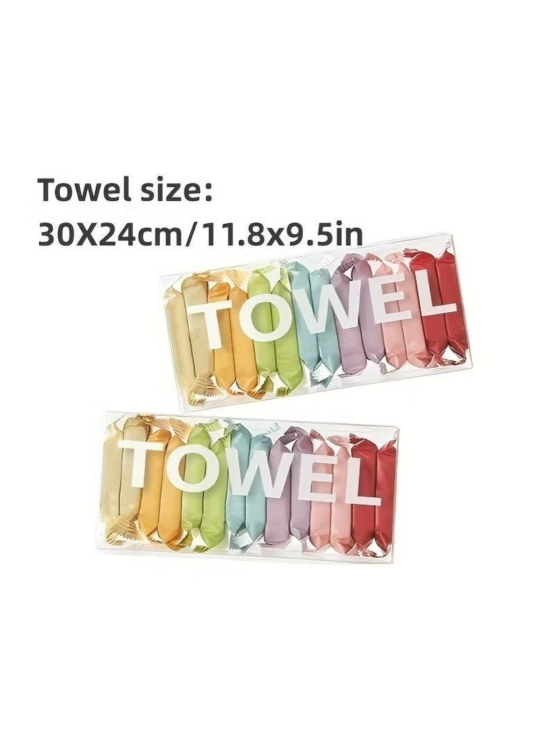 جيفت مجموعة من 14 منديلًا مضغوطًا للاستخدام مرة واحدة، من القطن، محمولة للسفر، سميكة، لتنظيف الوجه، جافة ورطبة، مزدوجة الاستخدام. - Image 3