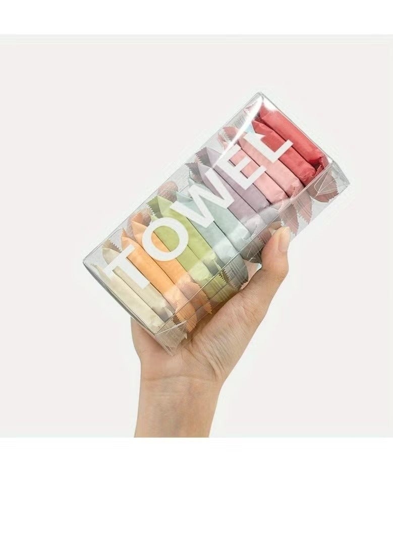 جيفت مجموعة من 14 منديلًا مضغوطًا للاستخدام مرة واحدة، من القطن، محمولة للسفر، سميكة، لتنظيف الوجه، جافة ورطبة، مزدوجة الاستخدام. - Image 4