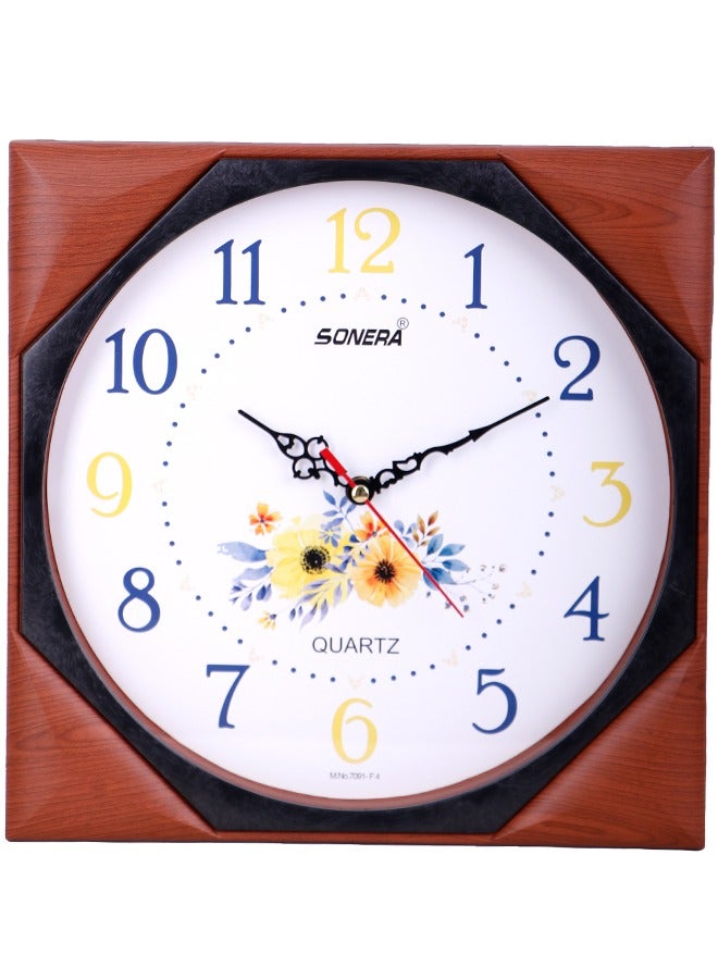 Sonera Wall Clock - 7091 - Analog - Quartz - Plastic - Wooden Shape 7091w1 - Image 1