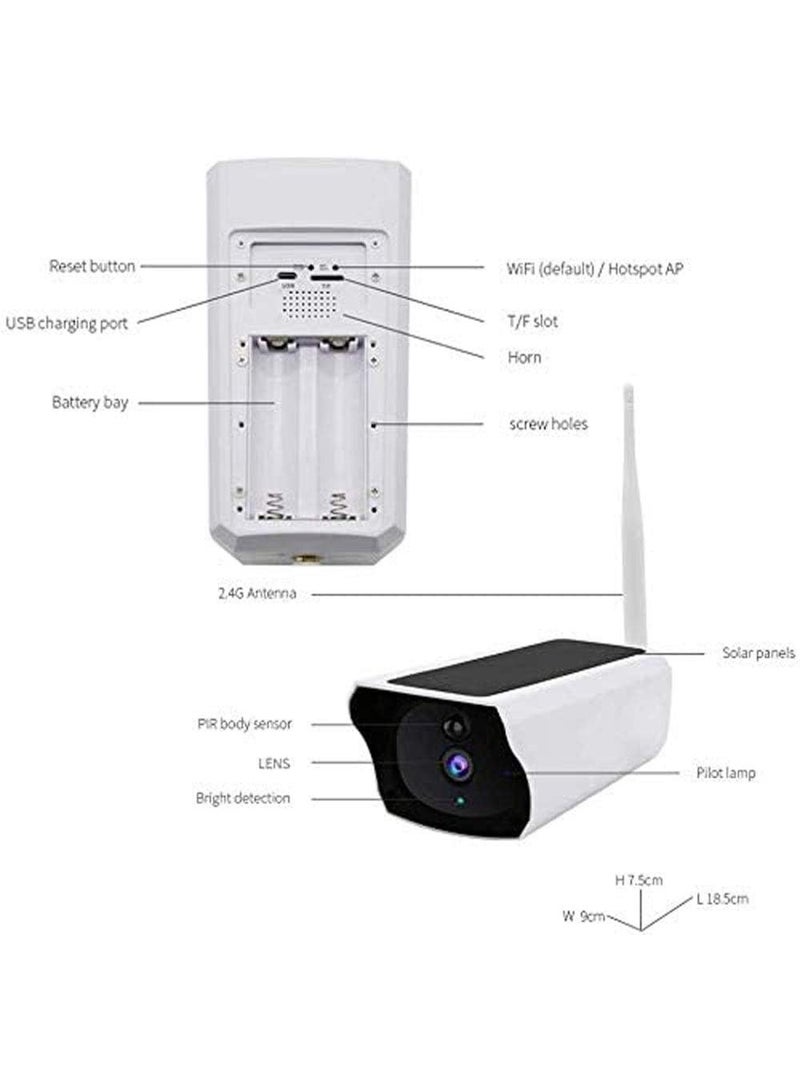 Outdoor Solar Security Camera, 1080P WiFi Surveillance Camera with PTZ, Motion Detection, Night Vision, Two-Way Audio, Dual Spotlights, IP67 Waterproof, 64GB Memory Card Included - Image 3