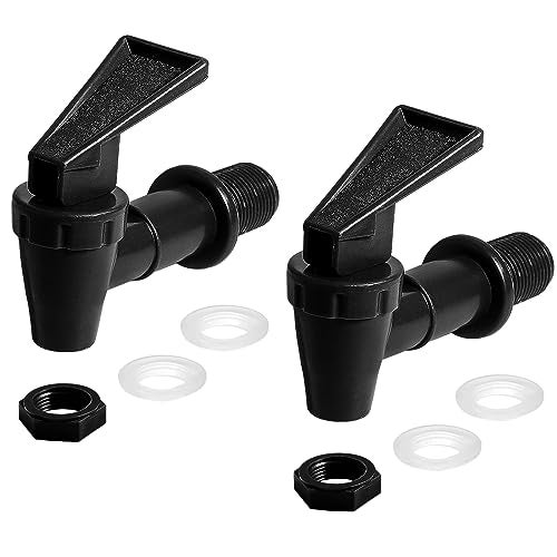 LifCratms 2Pcs BPA-Free Replacement Cooler Faucet, Black Plastic Water Spigot Spout Dispenser Tap Set, Reusable Water Crock Tap Beverage Lever Pour Dispenser Valve - Image 1