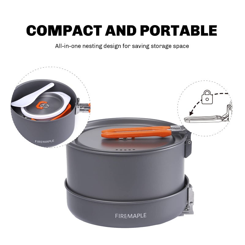 Fire-Maple Feast 4 Camping Cookware Kit Outdoor Cookware Set with Pots, Kettle, Saucepans and Spatula for Hiking Fishing Picnic - Image 3