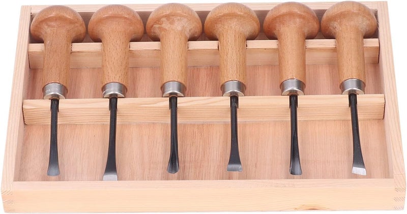 Stackable design Professional Wood Carving Chisel Set 6 Piece Kit with Ergonomic Mushroom Handles for Woodworking Sculpture and DIY Craft Projects High Carbon Steel Blades Flexible usage build - Image 1