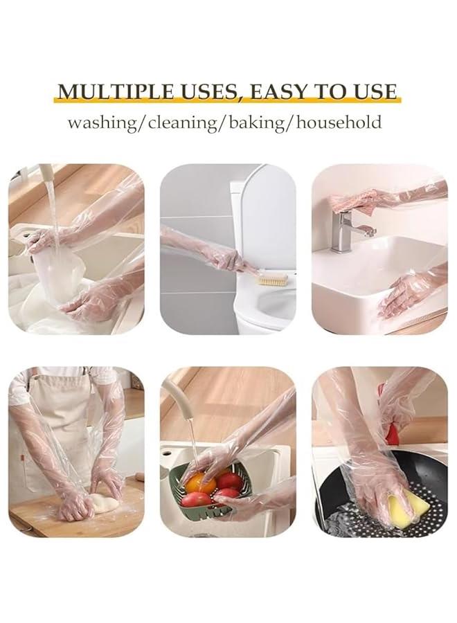 HOOKOR Disposable Long Arm Gloves with Elastic Cuff 23.6inch Household Cleaning Gloves Thick Kitchen Dishwashing Gloves Food Handling Gloves Vegetable Washing Gloves - Image 4