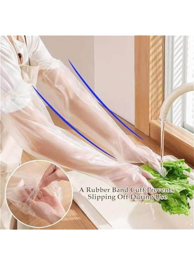 HOOKOR Disposable Long Arm Gloves with Elastic Cuff 23.6inch Household Cleaning Gloves Thick Kitchen Dishwashing Gloves Food Handling Gloves Vegetable Washing Gloves - Image 5
