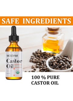 MOOYAM Organic Castor Oil, USDA Certified Organic, 100% Pure, Cold Pressed, Hexane Free, Stimulates Eyelash, Eyebrow and Hair Growth, Skin Moisturizer and Degreaser  60ml  - Image 4