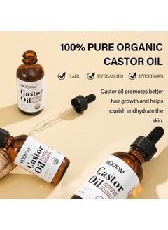 MOOYAM Organic Castor Oil, USDA Certified Organic, 100% Pure, Cold Pressed, Hexane Free, Stimulates Eyelash, Eyebrow and Hair Growth, Skin Moisturizer and Degreaser  60ml  - Image 5