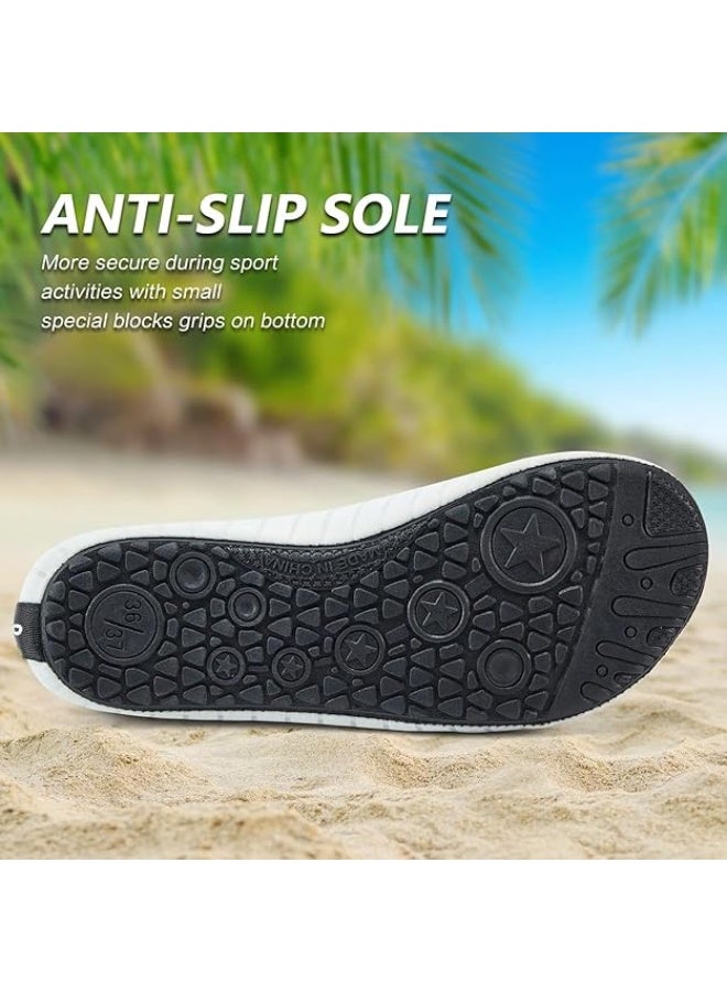 BUPY Water Shoes for Women Men Kids, Barefoot Quick-Dry Aqua Water Socks Slip-on Swim Beach Shoes for Snorkeling Surfing Kayaking Beach Walking Yoga(White) - Image 5