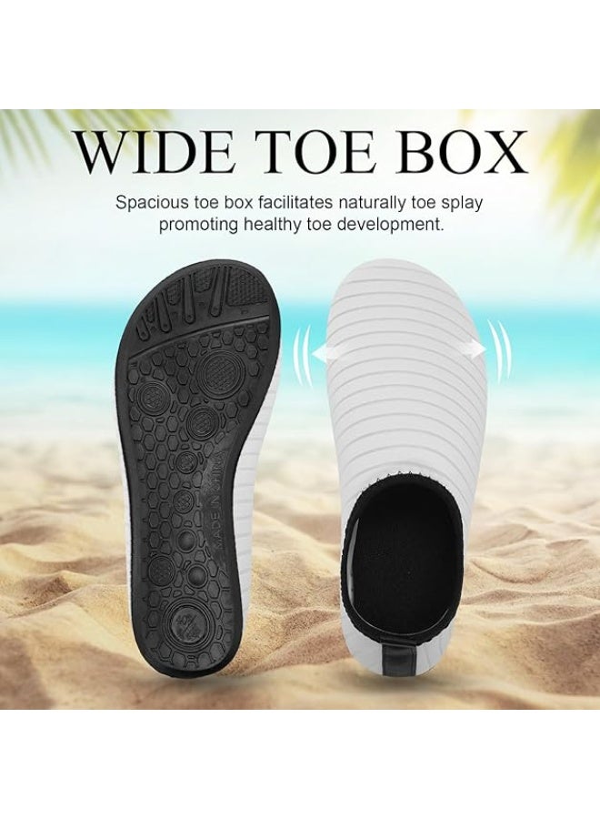 BUPY Water Shoes for Women Men Kids, Barefoot Quick-Dry Aqua Water Socks Slip-on Swim Beach Shoes for Snorkeling Surfing Kayaking Beach Walking Yoga(White) - Image 3