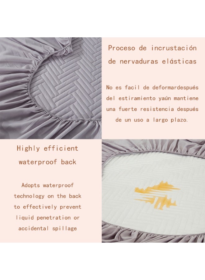 100% Waterproof Mattress Protector, High Liquid Resistance, Breathable 3D Air Full Mattress Protector, Super Soft Cooling Mattress Cover, Hypoallergenic Quiet Fitted Sheet (Gray - Fitted Sheet 3-Piece Set) - Image 3