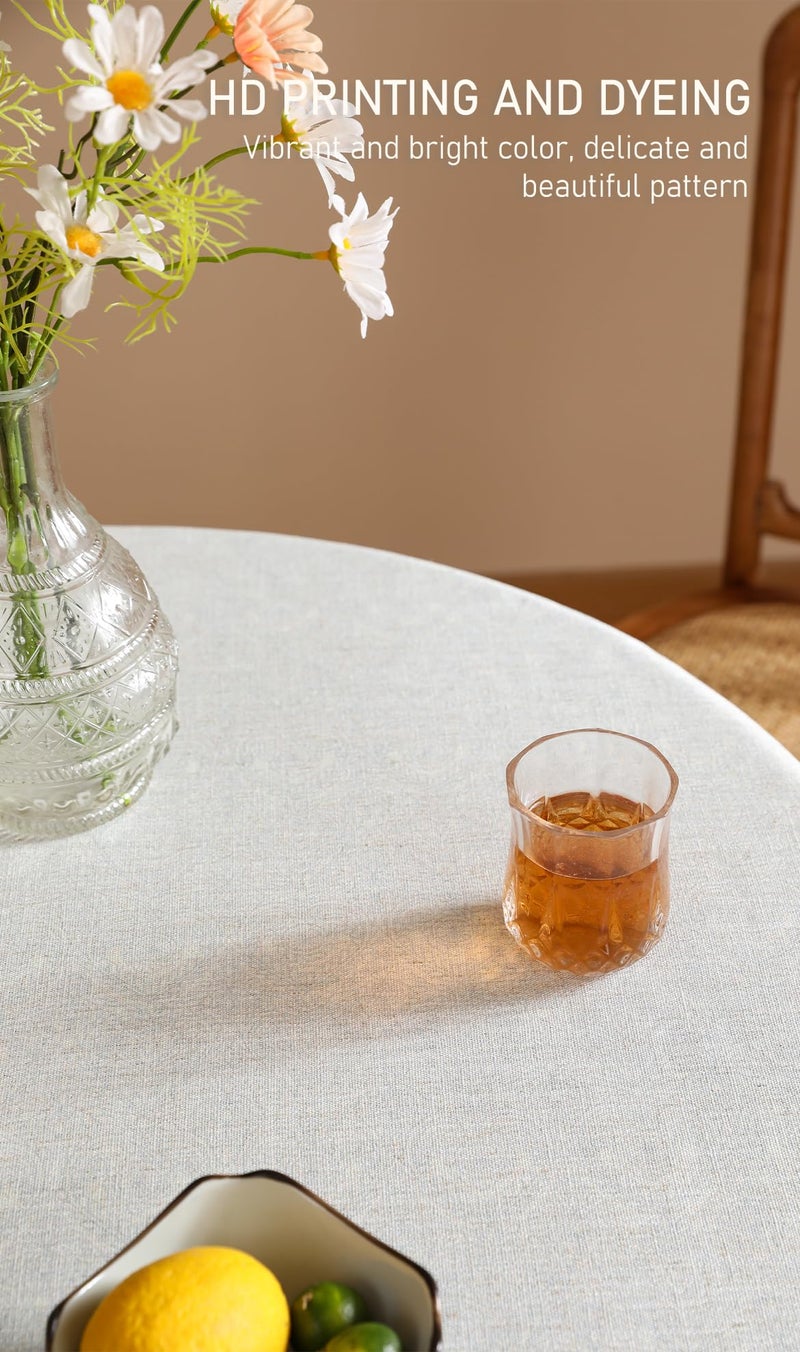 ISAENNE Designer Vintage Linen Elegant Round Tablecloth,Chinoiserie Floral Indoor Table Cloth,Wrinkle Resistant Decor Table Cover for Dining Thanksgiving Kitchen,Diameter 67"-Segerman B - Image 4