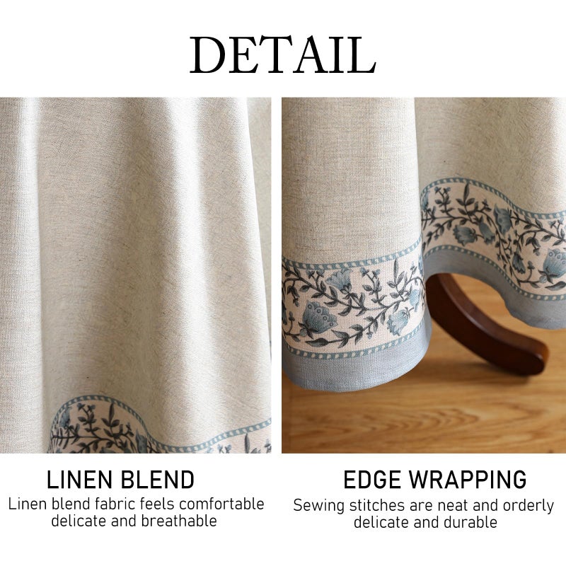 ISAENNE Designer Vintage Linen Elegant Round Tablecloth,Chinoiserie Floral Indoor Table Cloth,Wrinkle Resistant Decor Table Cover for Dining Thanksgiving Kitchen,Diameter 67"-Segerman B - Image 5