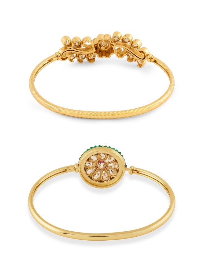Zaveri Pearls مجموعة زافيري بيرلز من سوارين كادا عصريين مطليين بالذهب، مرصعين بالأحجار والخرز، مصنوعين من النحاس الأصفر للنساء - ZPFK22027 - Image 5