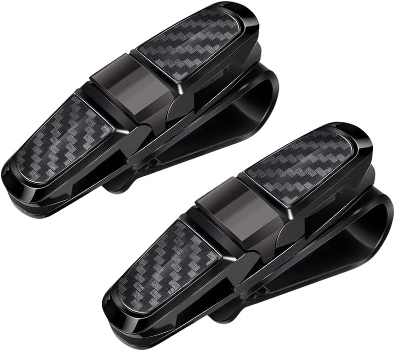 T NEWFUN 2 Pack Glasses Holders for Car Sun Visor, Glasses Holder Clip with Rhinestones Crystal Fashion Biling Sunglass Eyeglass Mount Hanger (Black) - Image 1