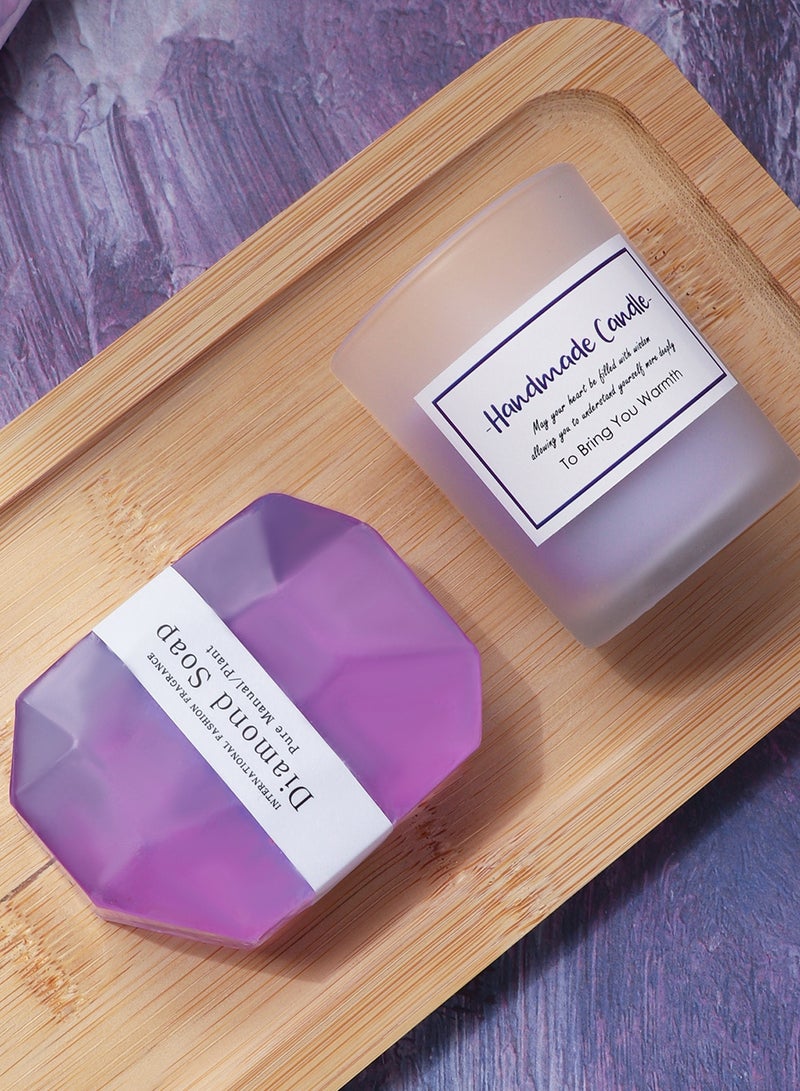 عربست هدايا عيد الأضحى للنساء: مجموعة كوب سيارة لافندر فاخرة مع 3 ملحقات + كرة استحمام كريستالية + صابون أحجار كريمة + شمعة صويا + سوار أميثيست، سلة هدايا مثالية ليوم الأم السعودي - Image 3