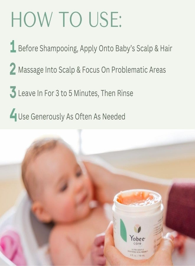 Yobee Ultra Gentle Soothing Scalp Mask - Dry Scalp Treatment Hair Mask Safe For Sensitive Baby Skin - Probiotic Infused - For Sensitive Scalp & Cradle Cap - For Babies, 4 fl oz - Image 4