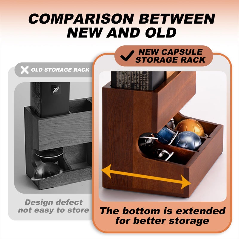 LKEUYUI Wood Pod Dispenser Designed for Nespresso Vertuo Capsules, Freestanding Countertop Pods Rack, Coffee Pods Holder for Home or Office Kitchen Counter, Dispenses 3 Coffee Flavors (Brown) - Image 2